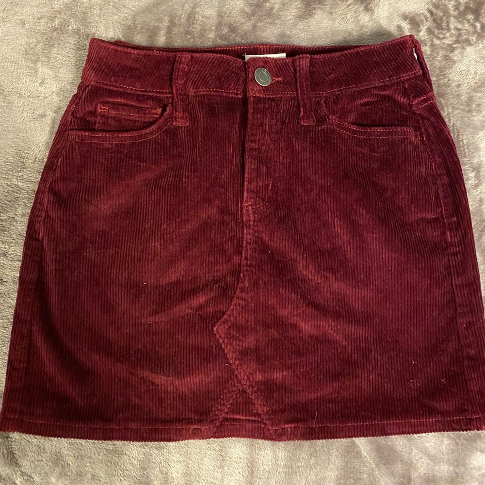 SO Corduroy Wine Red A-Line Skirt